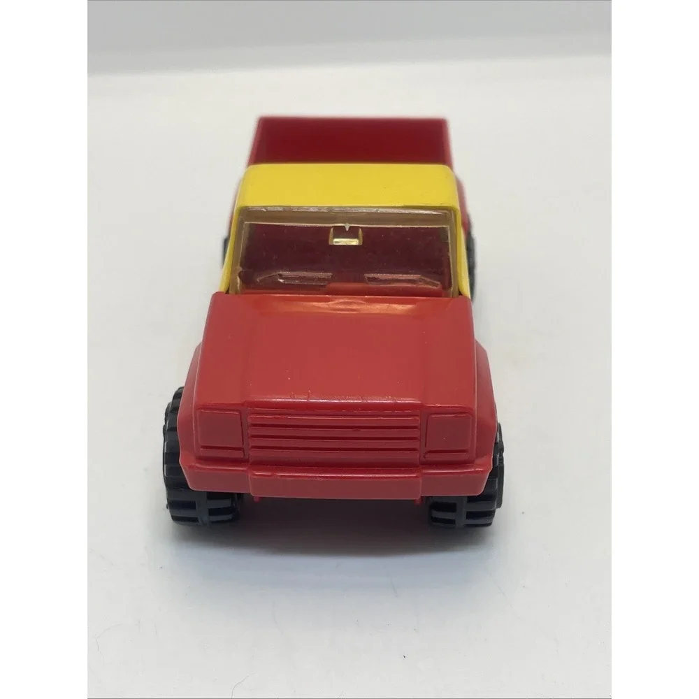 Vintage 1978 TONKA Red & Yellow 3.15/16th Pickup Truck Pressed Metal Plastic Car